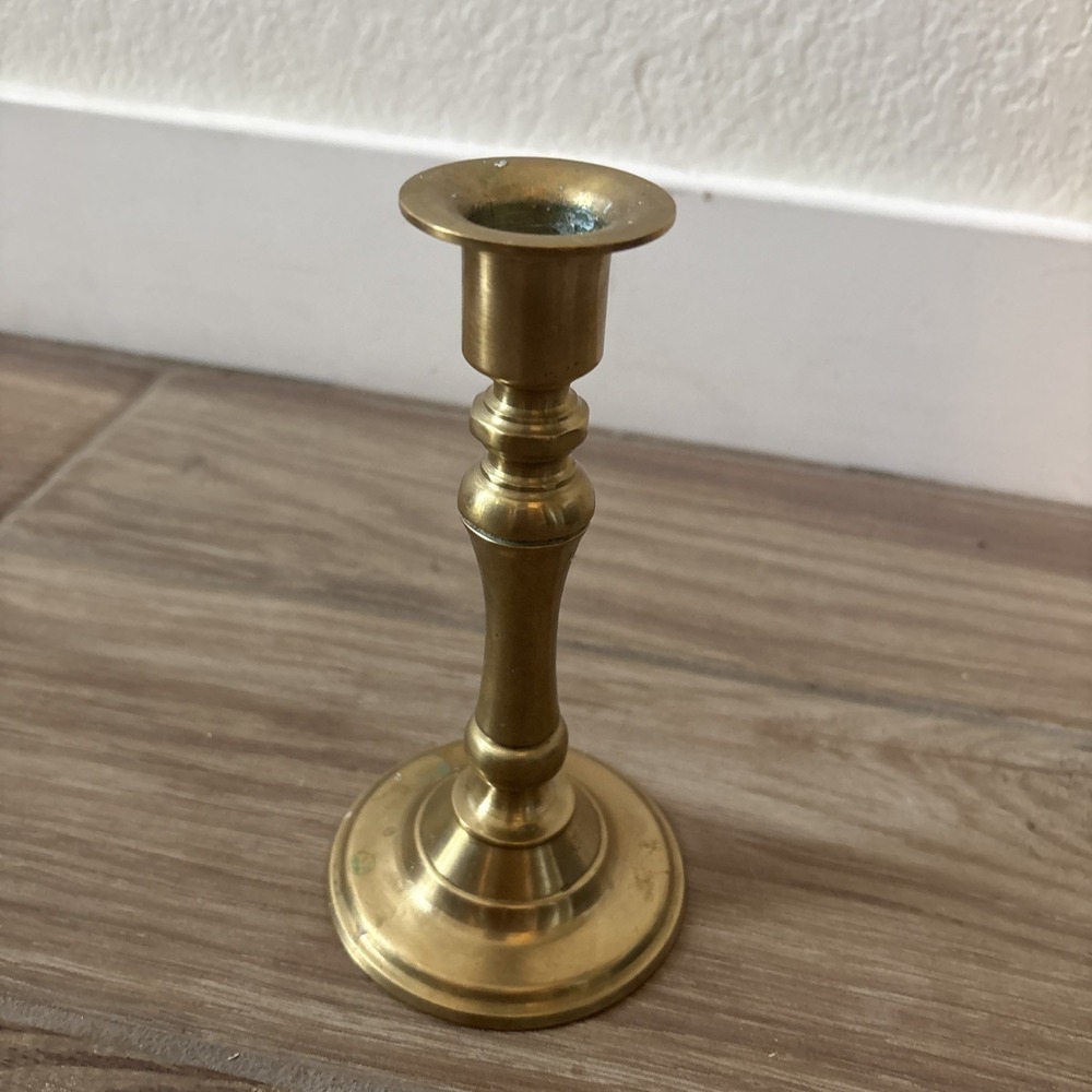 Brass Candle Holders 7" Solid Brass Candlestick American Style Round Gold